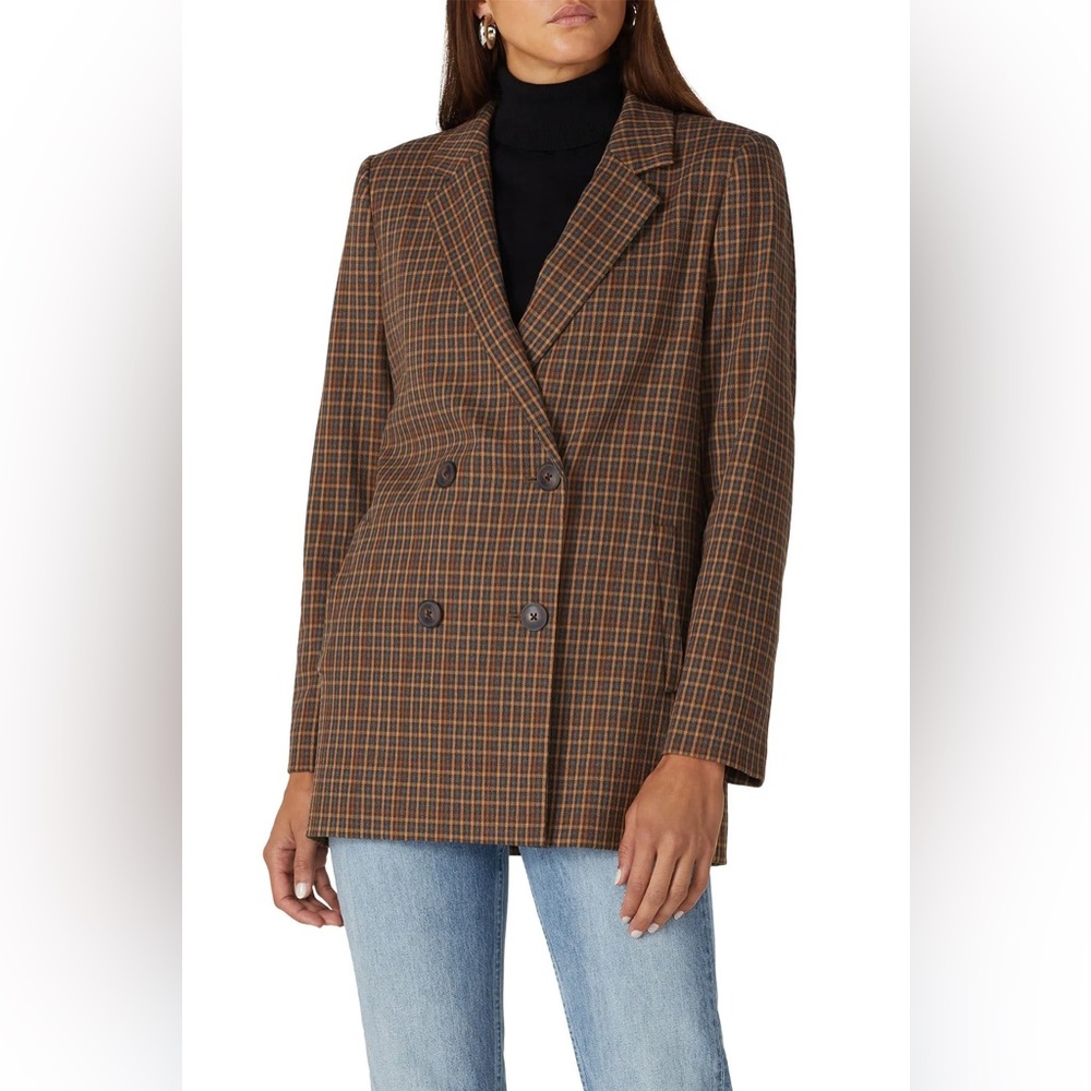 Madewell Brown Plaid Caldwell Blazer